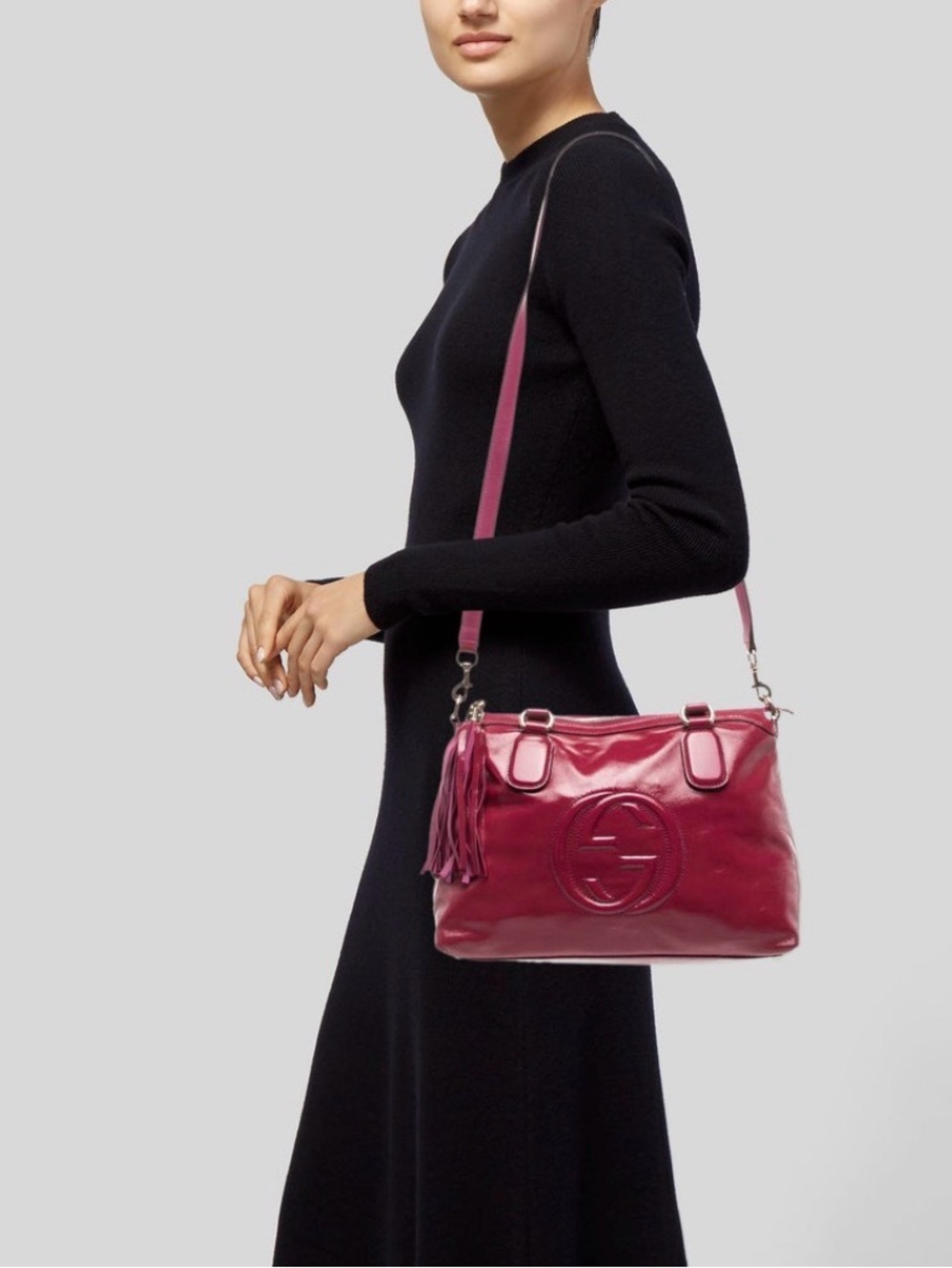 Gucci pink Leather 2 way  Shoulder Bag  w 12.5 ht. 8.5 handle drop 6. Has Coa